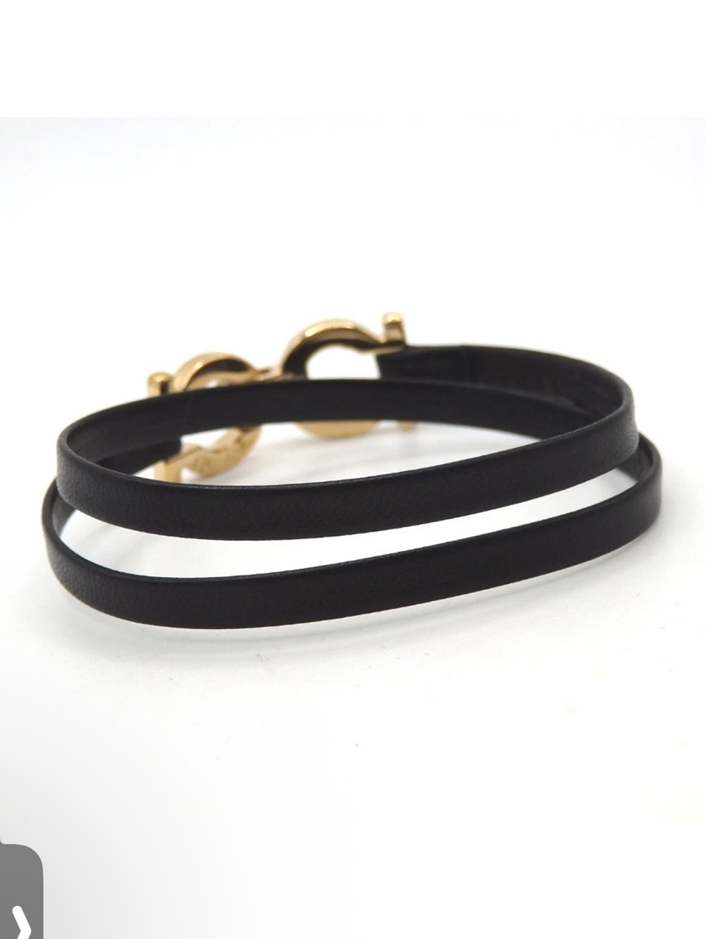 Salvatore Ferragamo UNISEX Double-Strap Bracelet w/ Gold Gancini Like New in Box - Picture 4 of 8